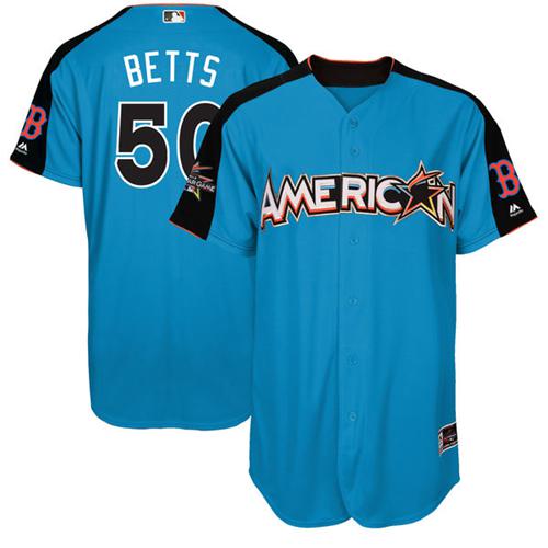 Red Sox #50 Mookie Betts Blue All-Star American League Stitched Youth MLB Jersey - Click Image to Close